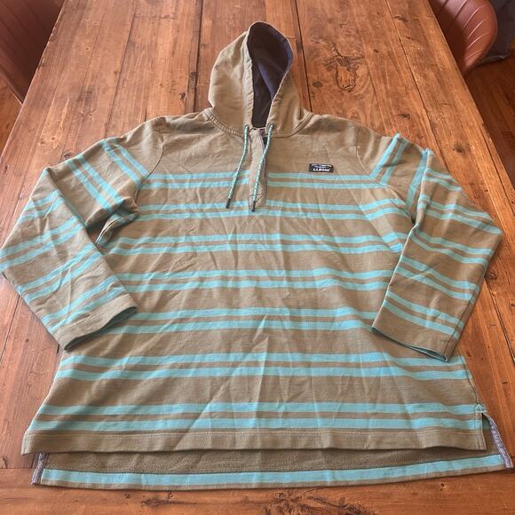 LL Bean Men’s Rugby Henley Pullover Hooded Shirt Size XL Lakewashed Preppy - Picture 1 of 13